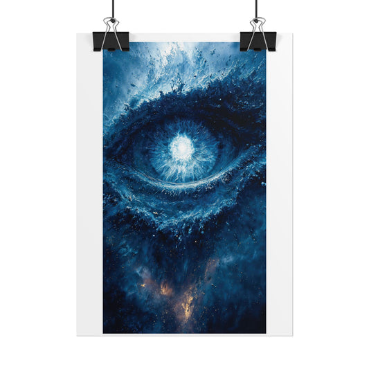 Cosmic Eye Poster — Surreal Blue Galaxy Wall Art (Rolled Poster)