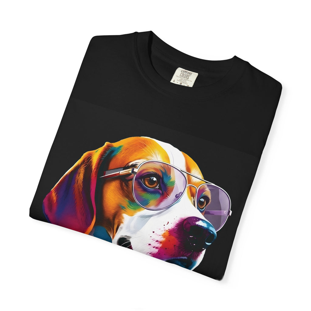 Beagle Portrait T-Shirt — Colorful Sunglasses Dog Graphic Tee
