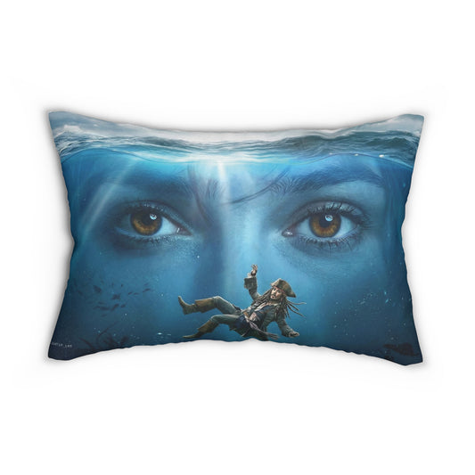 Ocean Gaze Lumbar Pillow — Surreal Underwater Face Design