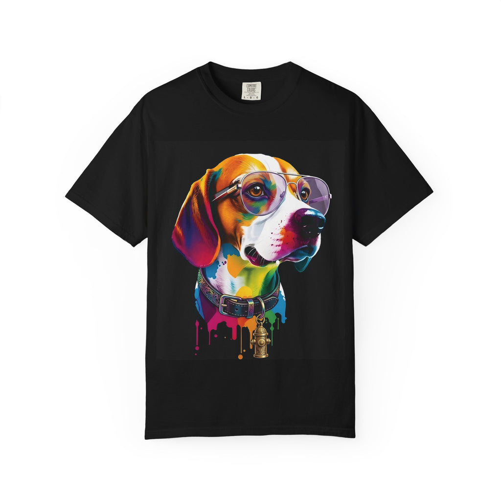Beagle Portrait T-Shirt — Colorful Sunglasses Dog Graphic Tee
