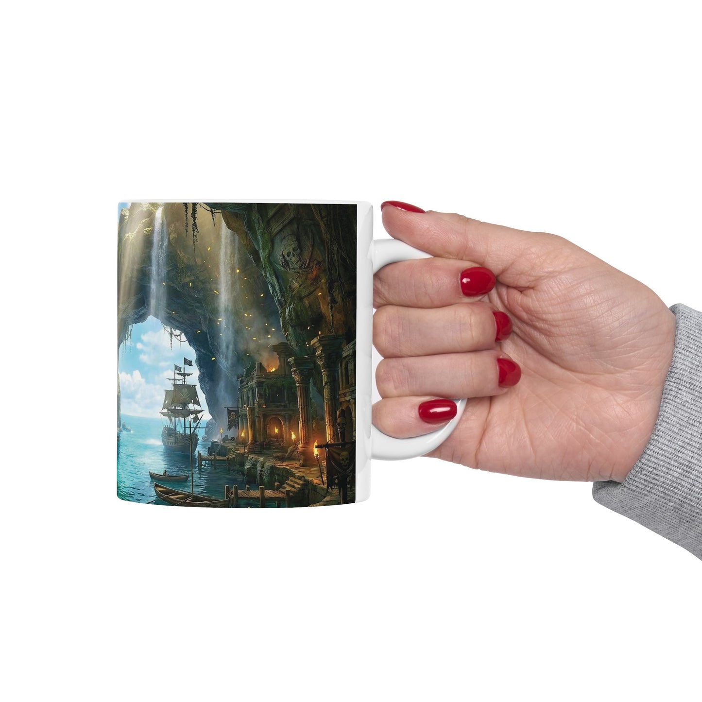 Pirate Cove Ceramic Mug – Ocean Cave Harbor Art (11oz/15oz)