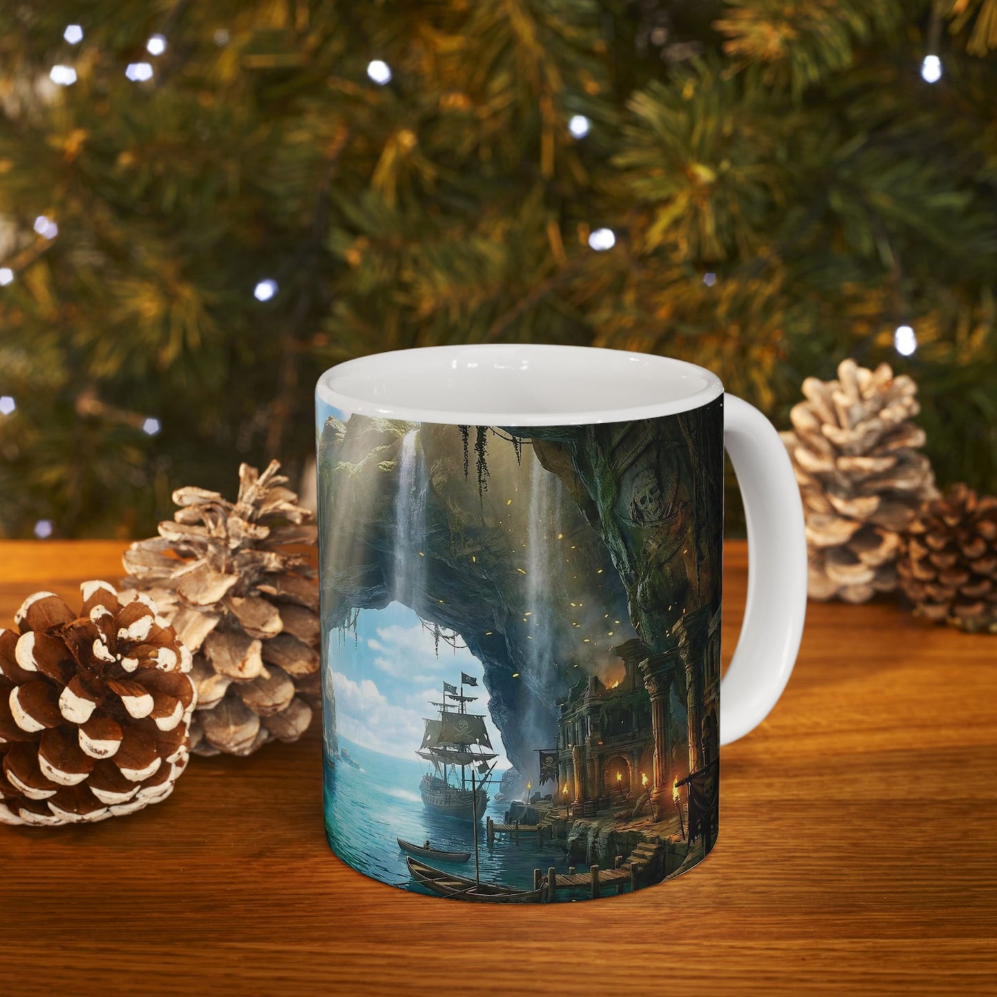 Pirate Cove Ceramic Mug – Ocean Cave Harbor Art (11oz/15oz)