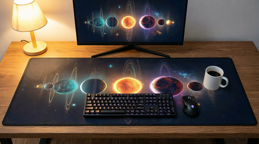 Solar System Planets Desk Mat | Stitched Edge Mouse Pad