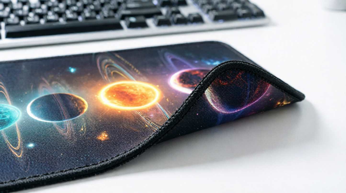 Solar System Planets Desk Mat | Stitched Edge Mouse Pad