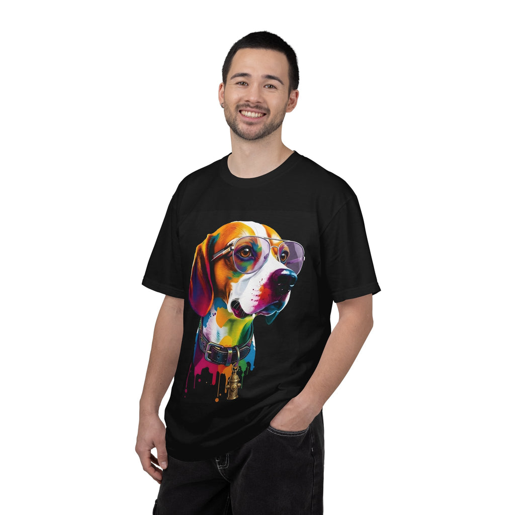 Beagle Portrait T-Shirt — Colorful Sunglasses Dog Graphic Tee