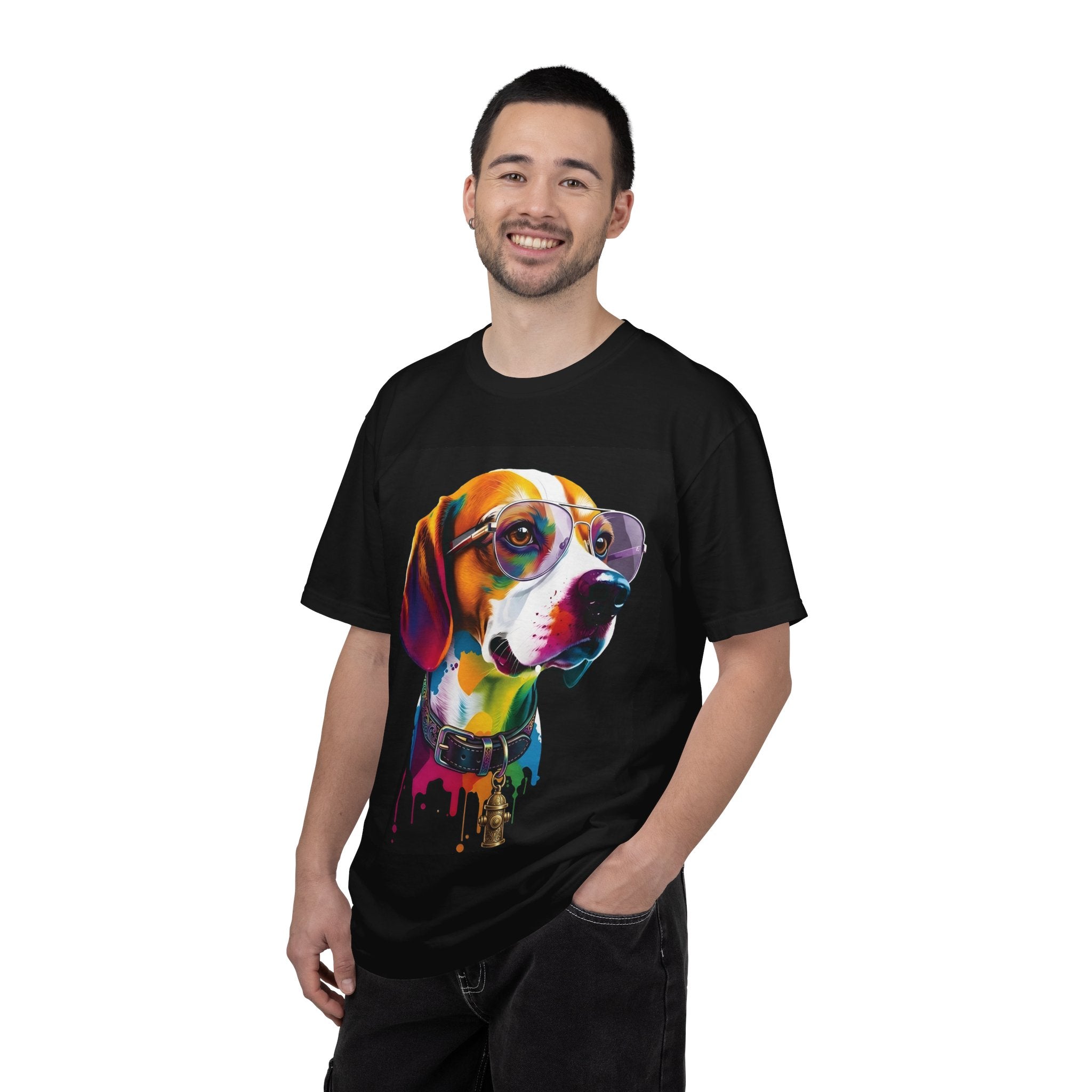 Beagle Portrait T-Shirt — Colorful Sunglasses Dog Graphic Tee