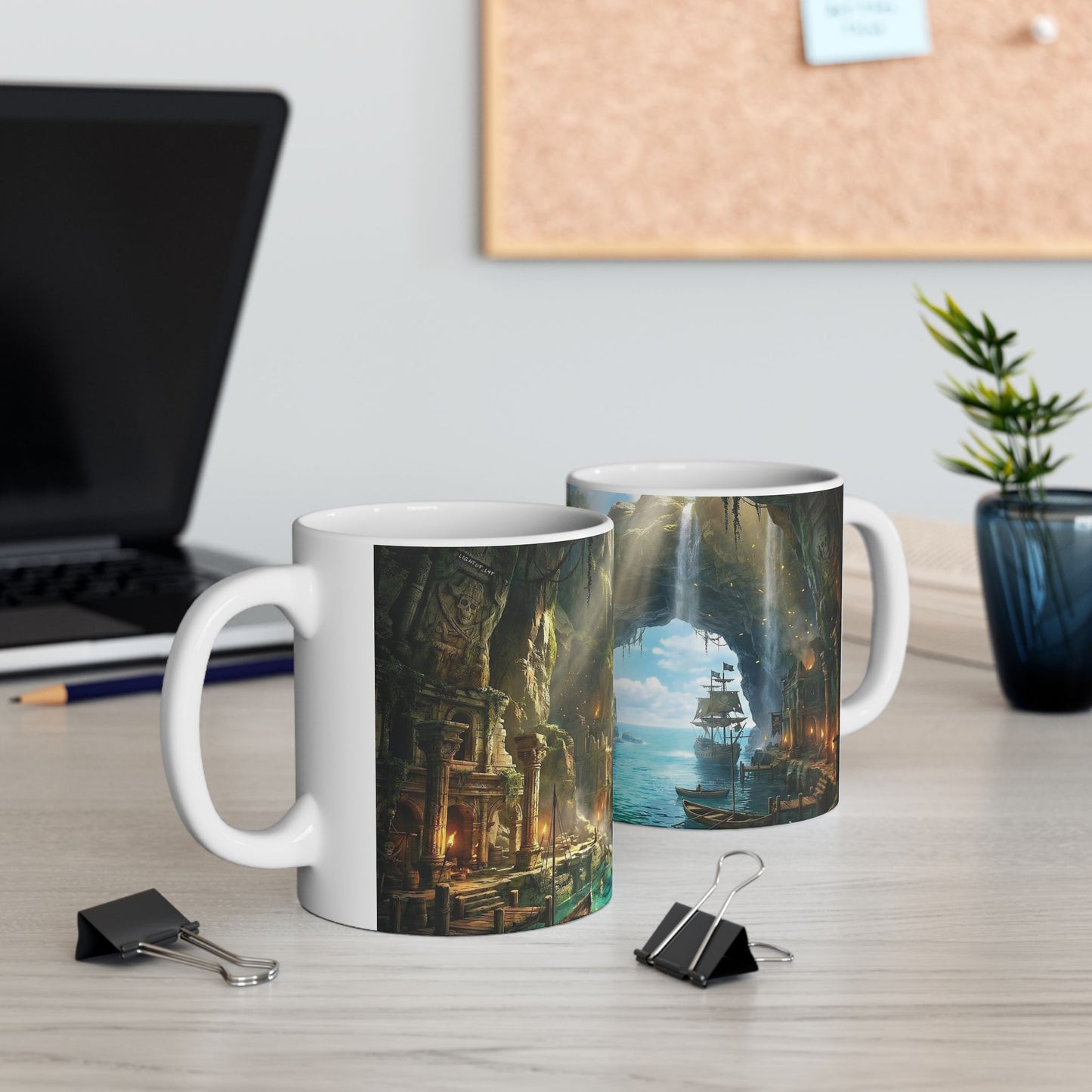 Pirate Cove Ceramic Mug – Ocean Cave Harbor Art (11oz/15oz)