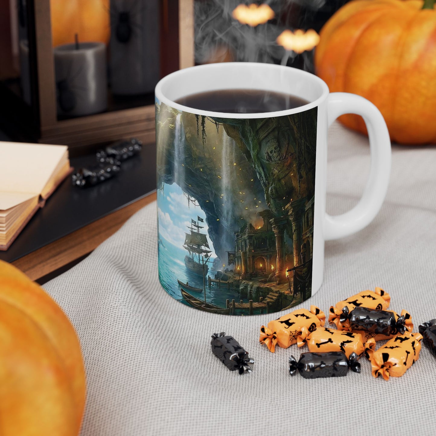 Pirate Cove Ceramic Mug – Ocean Cave Harbor Art (11oz/15oz)